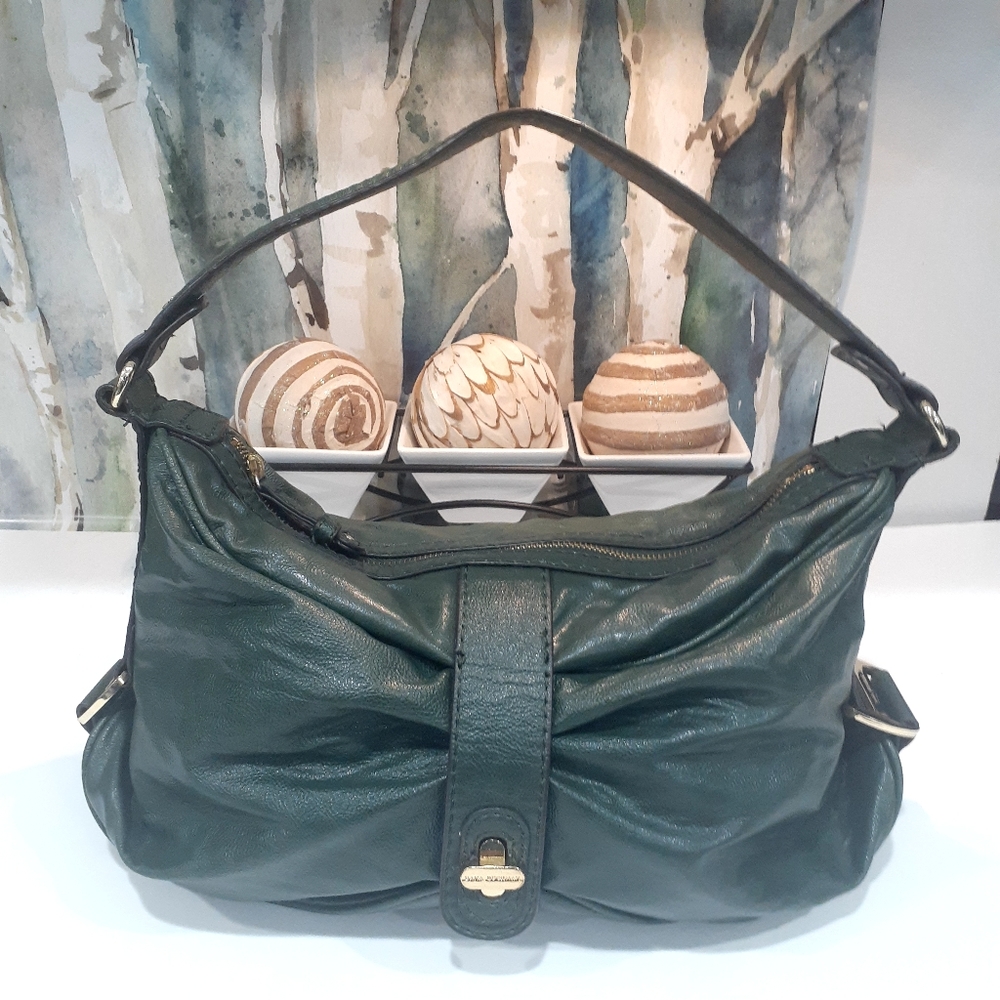 Dana Bachman hunter green and gold satchel - Picture 1 of 13